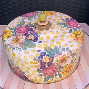 VTG MacKenzie Childs Floral and Polka Dot Cake Dome